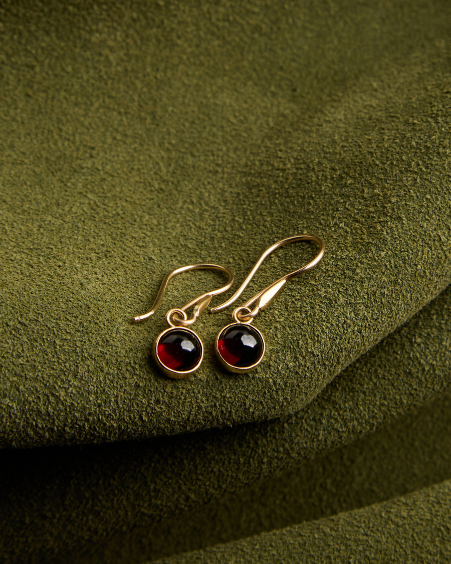Round Garnet Earrings