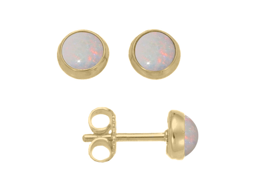 14k  Gold Opal Button Earring