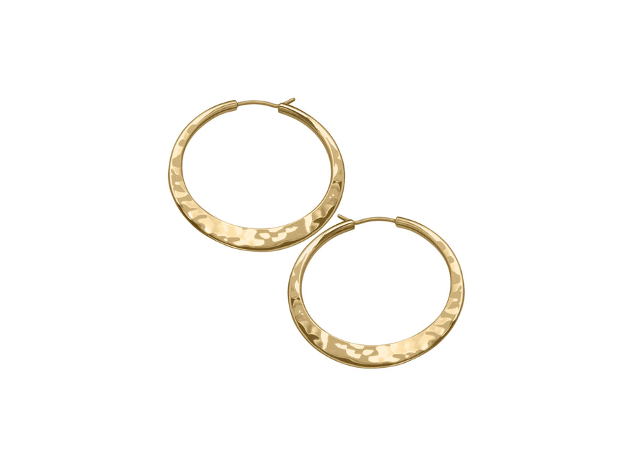 14k gold Hand Hammered Hoop Earrings